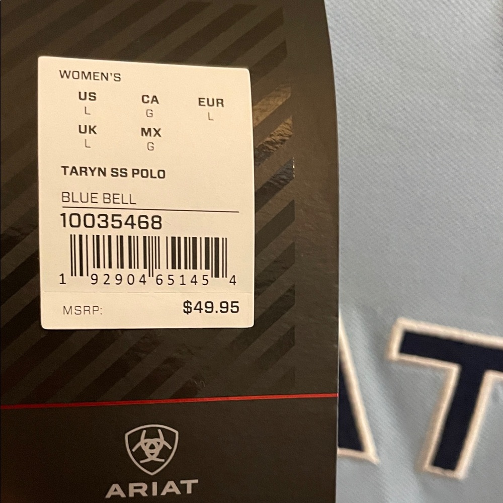 Ariat Womens Light Blue and Gray Polo Shirt - Picture 2 of 7